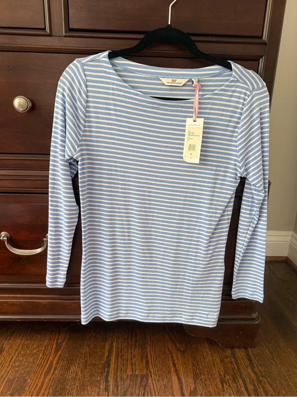 Vineyard Vines Blue and White Striped Long-Sleeve Tee